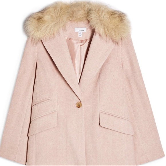 New TopShop Pink Faux fur collar coat - Picture 4 of 4